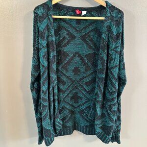 Divided H&M Green and Black Southwest Long Cardigan XS